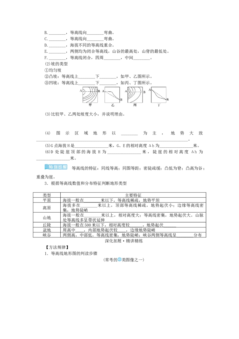 统考版2023版高三地理一轮复习第2讲等高线地形图学生用书_9.2025地理总复习_赠品通用版（老高考）复习资料_一轮复习_通用版2023届高三地理一轮复习全册学案