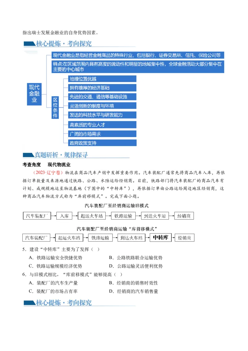 微专题农业技术、市场竞争力、新型服务业（讲义）（原卷版）_9.2025地理总复习_2024年新高考资料_2.2024二轮复习_2024年高考地理二轮复习讲练测（新教材新高考）_微专题