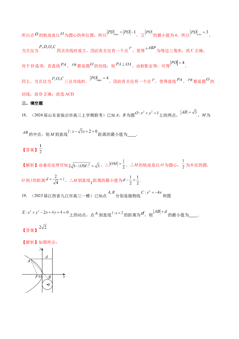 专题21圆中的最值问题（解析版）_2.2025数学总复习_2024年新高考资料_1.2024一轮复习_2024年高考数学热点难点特色专题分题型强化训练（新高考专用）