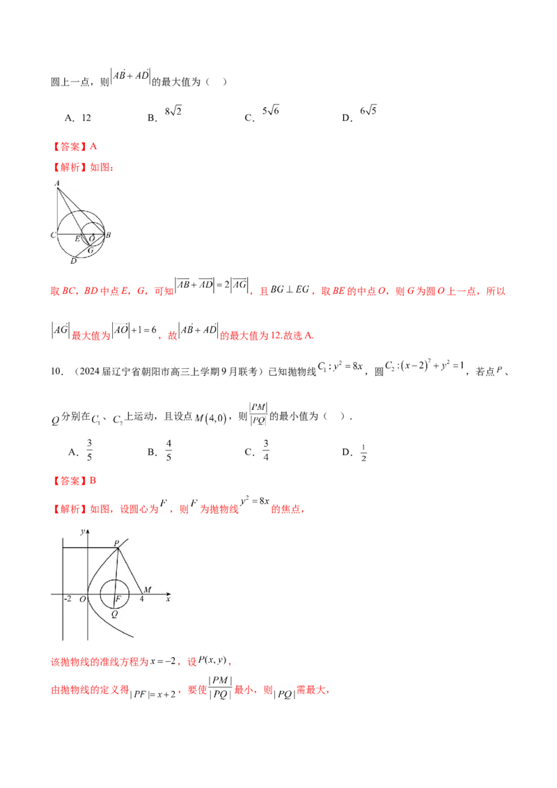 专题21圆中的最值问题（解析版）_2.2025数学总复习_2024年新高考资料_1.2024一轮复习_2024年高考数学热点难点特色专题分题型强化训练（新高考专用）