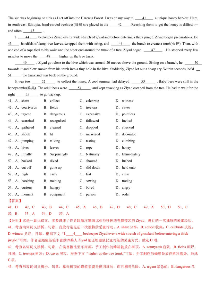 第11讲完形填空记叙文（讲义）-（解析版）_3.2025英语总复习_2025年新高考资料_一轮复习_2025年高考英语一轮复习讲练测（新教材新高考，含2024年高考真题）_阅读