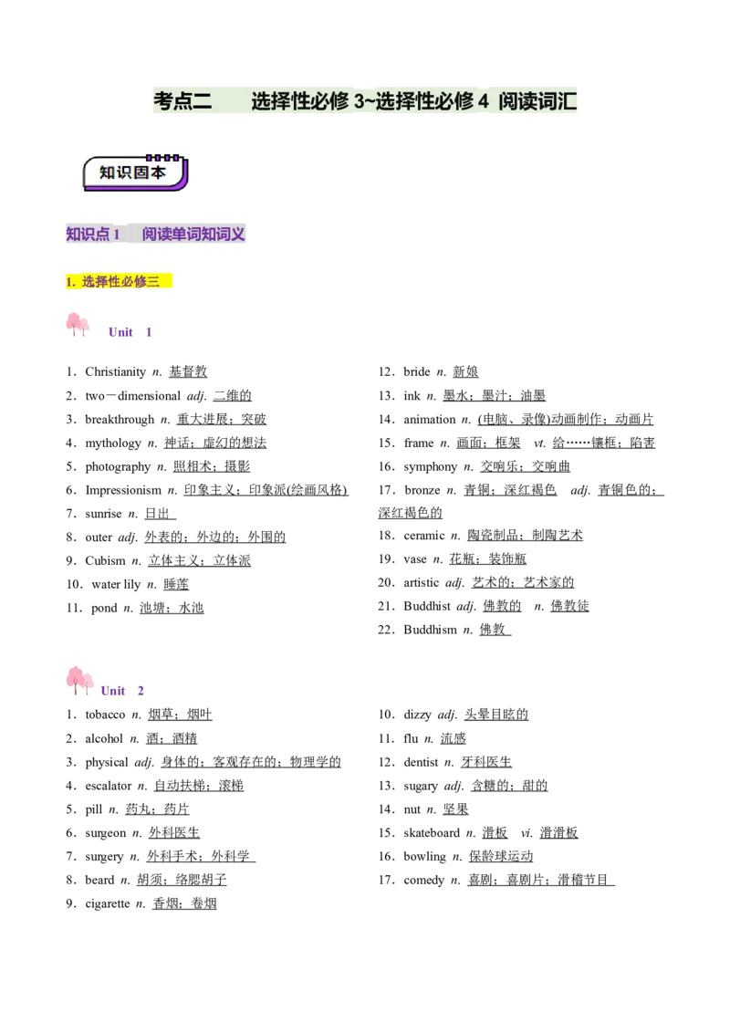 第03讲单词+短语（选择性必修三~选择性必修四）重点易考单词变形+词义辨析（讲义）（解析版）_3.2025英语总复习_2025年新高考资料_一轮复习_词汇