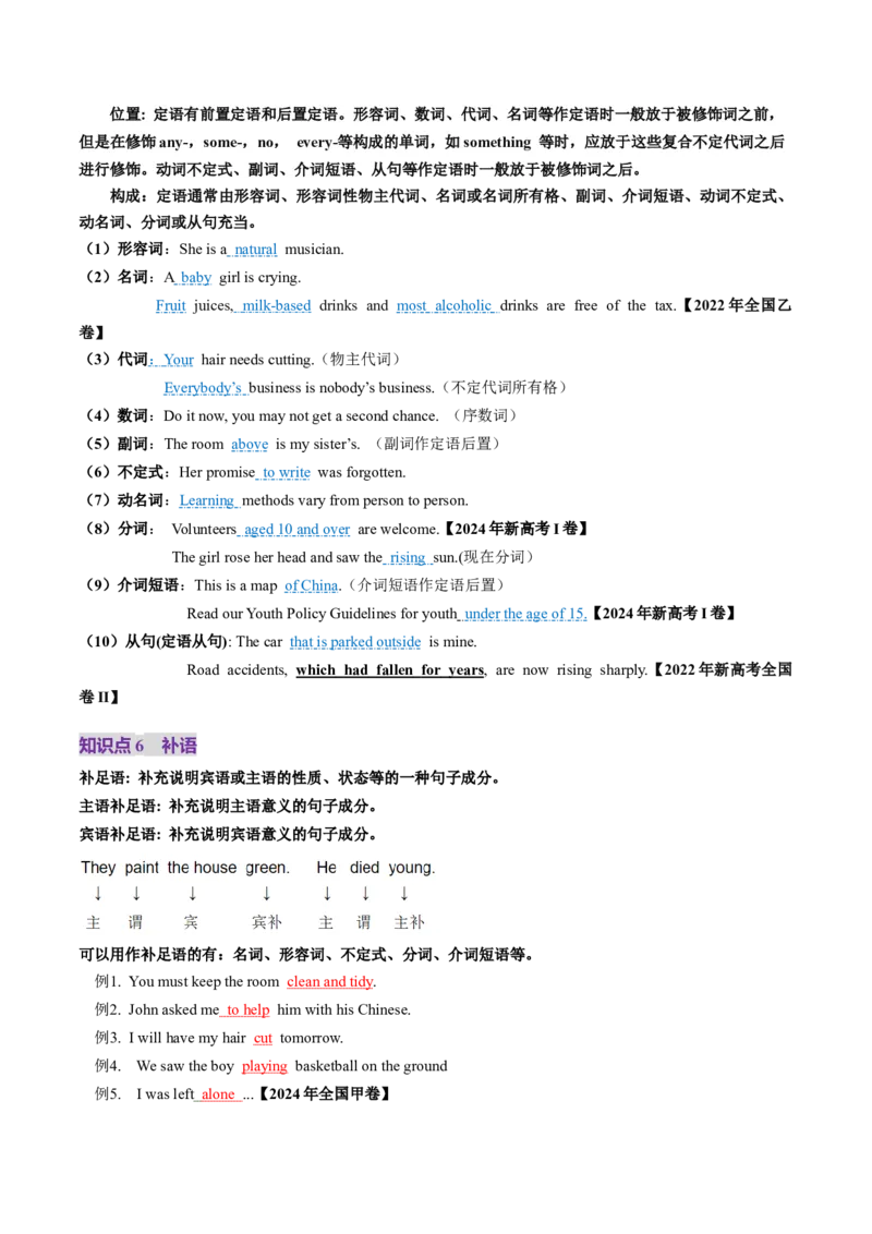 第19讲句子成分、基本句型、长难句（讲义）（解析版）_3.2025英语总复习_2025年新高考资料_一轮复习_2025年高考英语一轮复习讲练测（新教材新高考，含2024年高考真题）_语法
