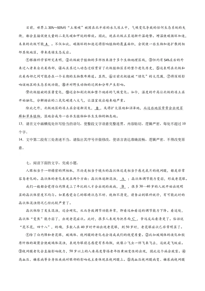 专题27因境补文类新题型（练习）-2024年高考语文二轮复习讲练测（新教材新高考）(原卷版)_1.2025语文总复习_2024年新高考资料_2.2024二轮复习