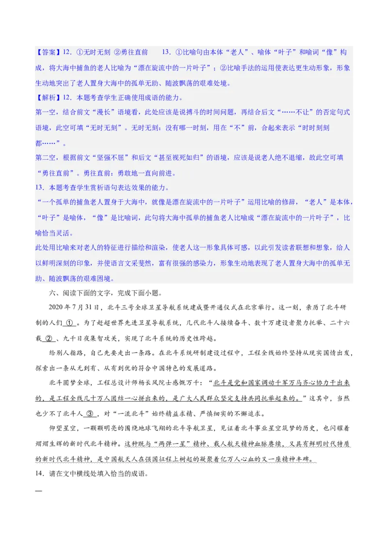 专题26语言的表达效果类新题型（练习）-2024年高考语文二轮复习讲练测（新教材新高考）(解析版)(1)_1.2025语文总复习_2024年新高考资料_2.2024二轮复习