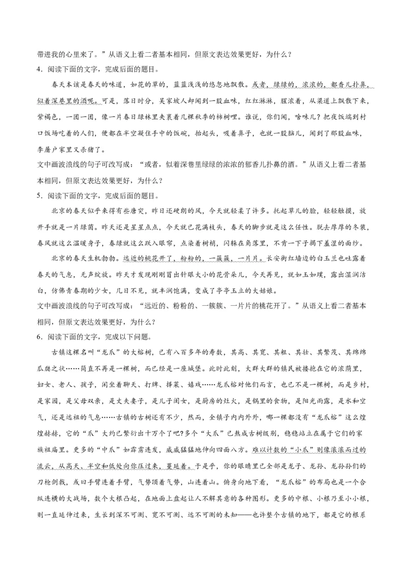 专题26语言的表达效果类新题型（练习）-2024年高考语文二轮复习讲练测（新教材新高考）(解析版)(1)_1.2025语文总复习_2024年新高考资料_2.2024二轮复习