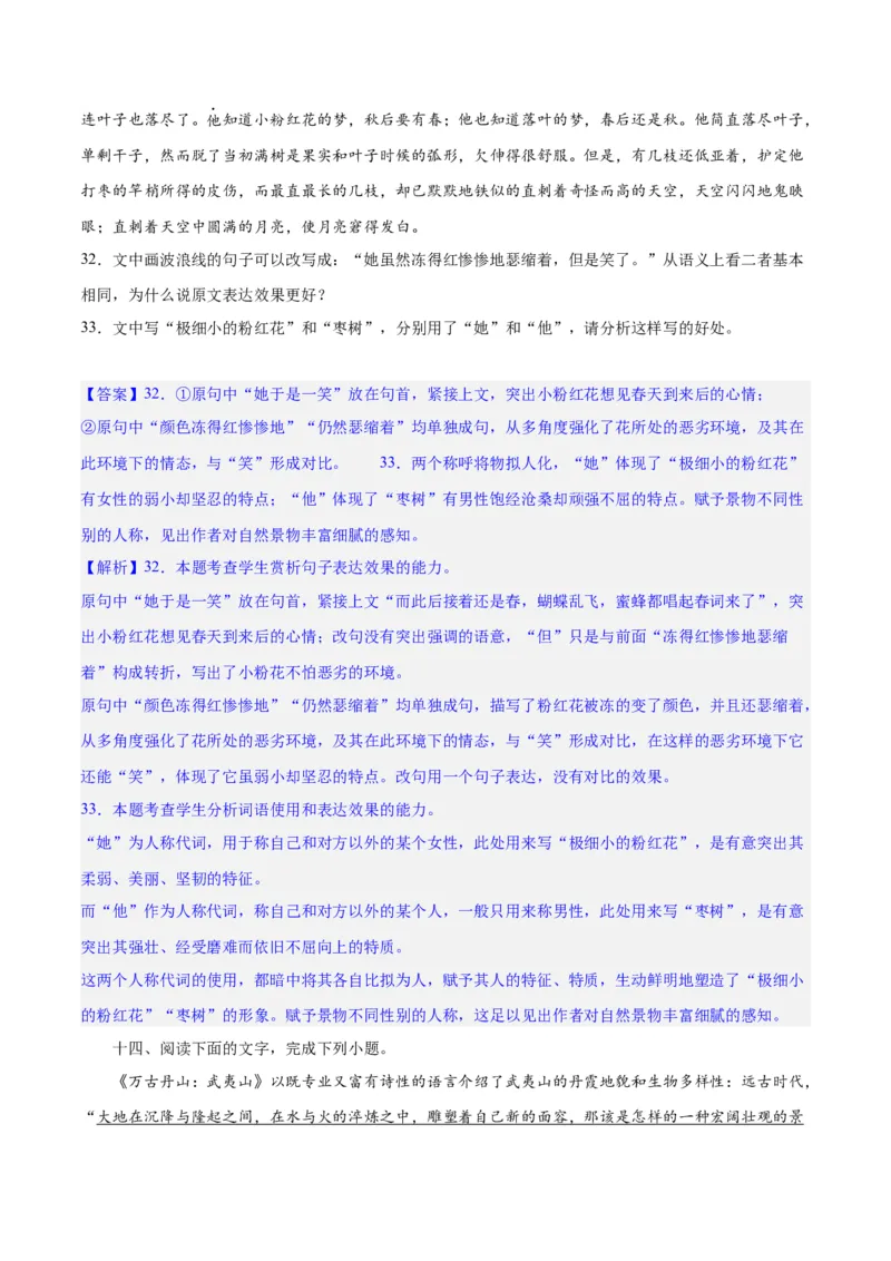 专题26语言的表达效果类新题型（练习）-2024年高考语文二轮复习讲练测（新教材新高考）(解析版)(1)_1.2025语文总复习_2024年新高考资料_2.2024二轮复习