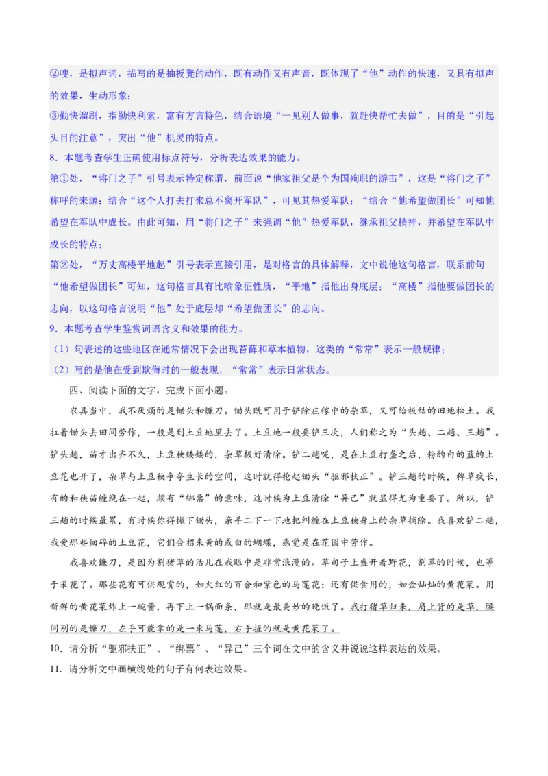 专题26语言的表达效果类新题型（练习）-2024年高考语文二轮复习讲练测（新教材新高考）(解析版)(1)_1.2025语文总复习_2024年新高考资料_2.2024二轮复习