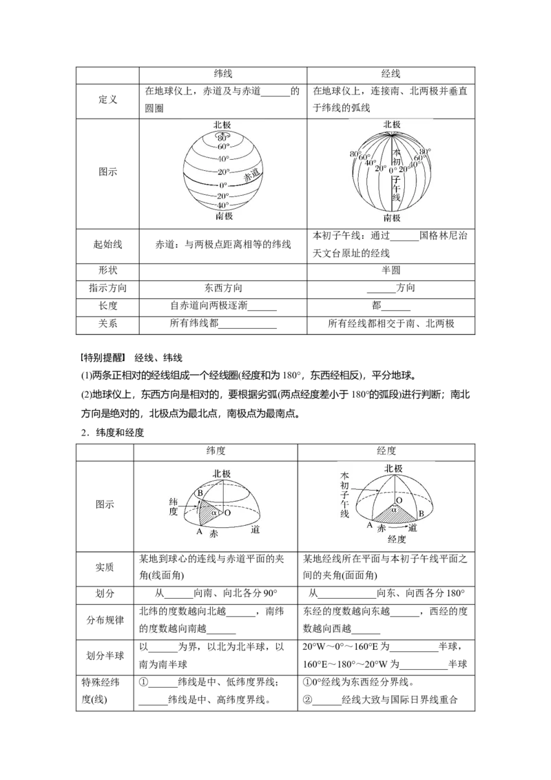 第一部分第一章课时1　地球仪与地图_9.2025地理总复习_2025年新高考资料_一轮复习_2025高考大一轮复习讲义+练习（完结）_2025高考大一轮复习地理（湘教版）_大一轮复习讲义
