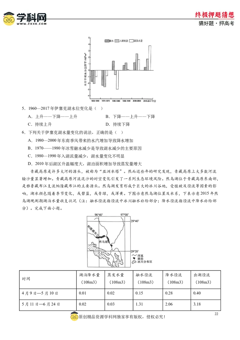 地理-2024年高考终极押题猜想（原卷版）_9.2025地理总复习_2024年新高考资料_5.2024三轮冲刺_地理-2024年高考终极押题猜想