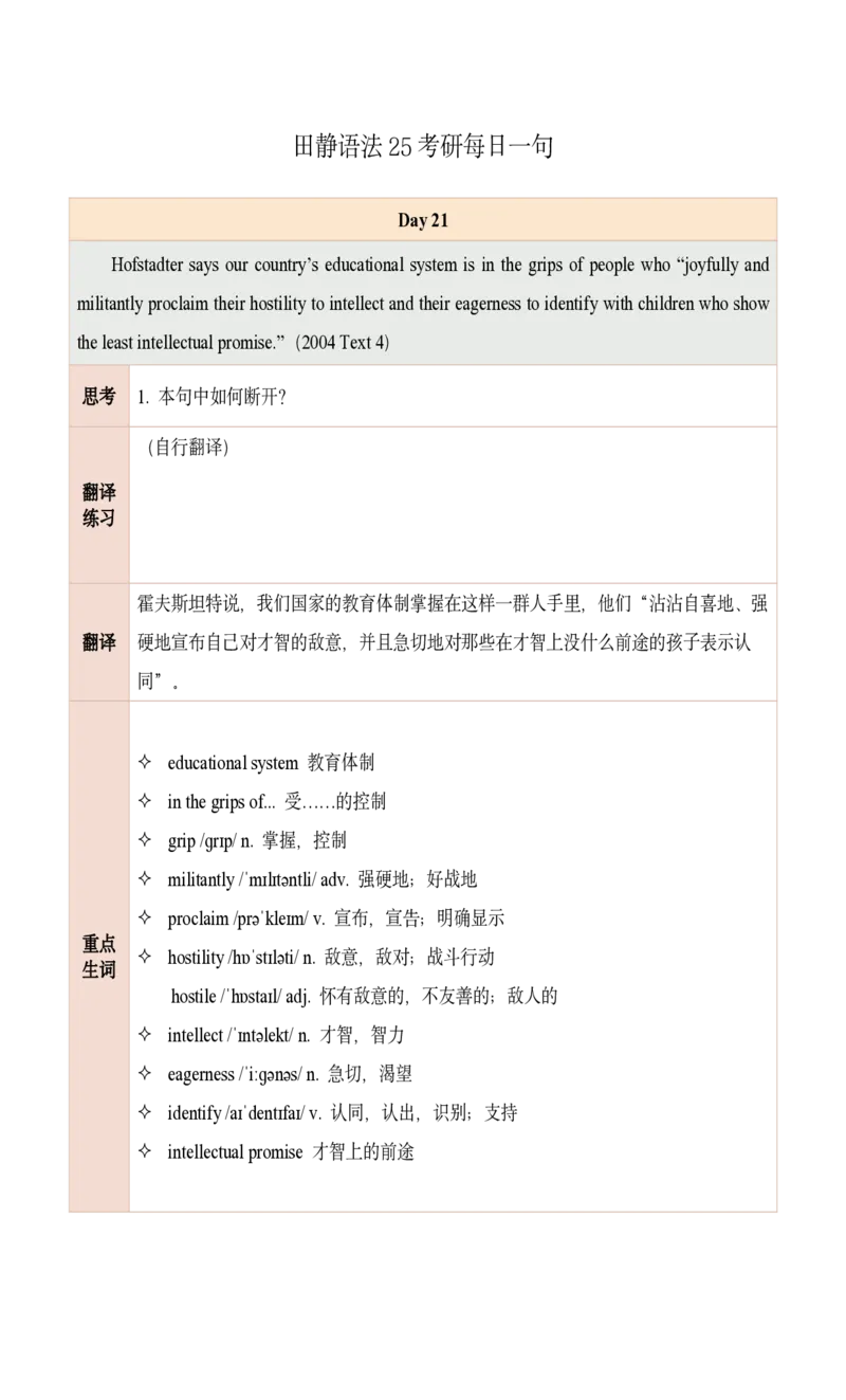 25田静每日一句21-40_考研_英语_02.田静_25田静《每日一句》笔记汇总_25田静《每日一句》1--160