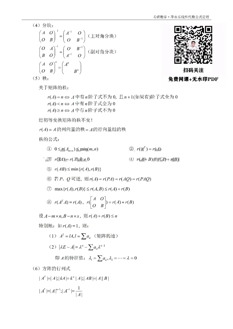 考研线代公式定理背诵版_考研_数学_00.公式_25《公式定理》默写本_线代定理默写本+背诵版