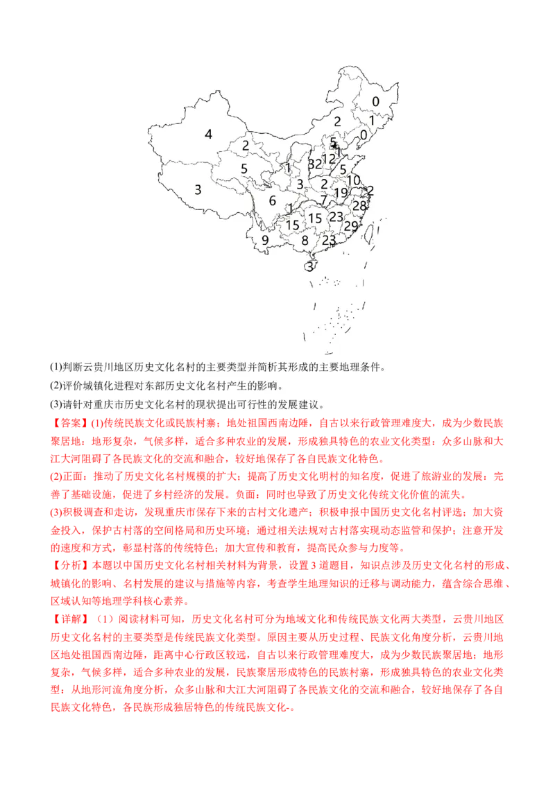 微专题人口问题、传统文化和民居、城市群（练习）（解析版）_9.2025地理总复习_2024年新高考资料_2.2024二轮复习_2024年高考地理二轮复习讲练测（新教材新高考）_微专题
