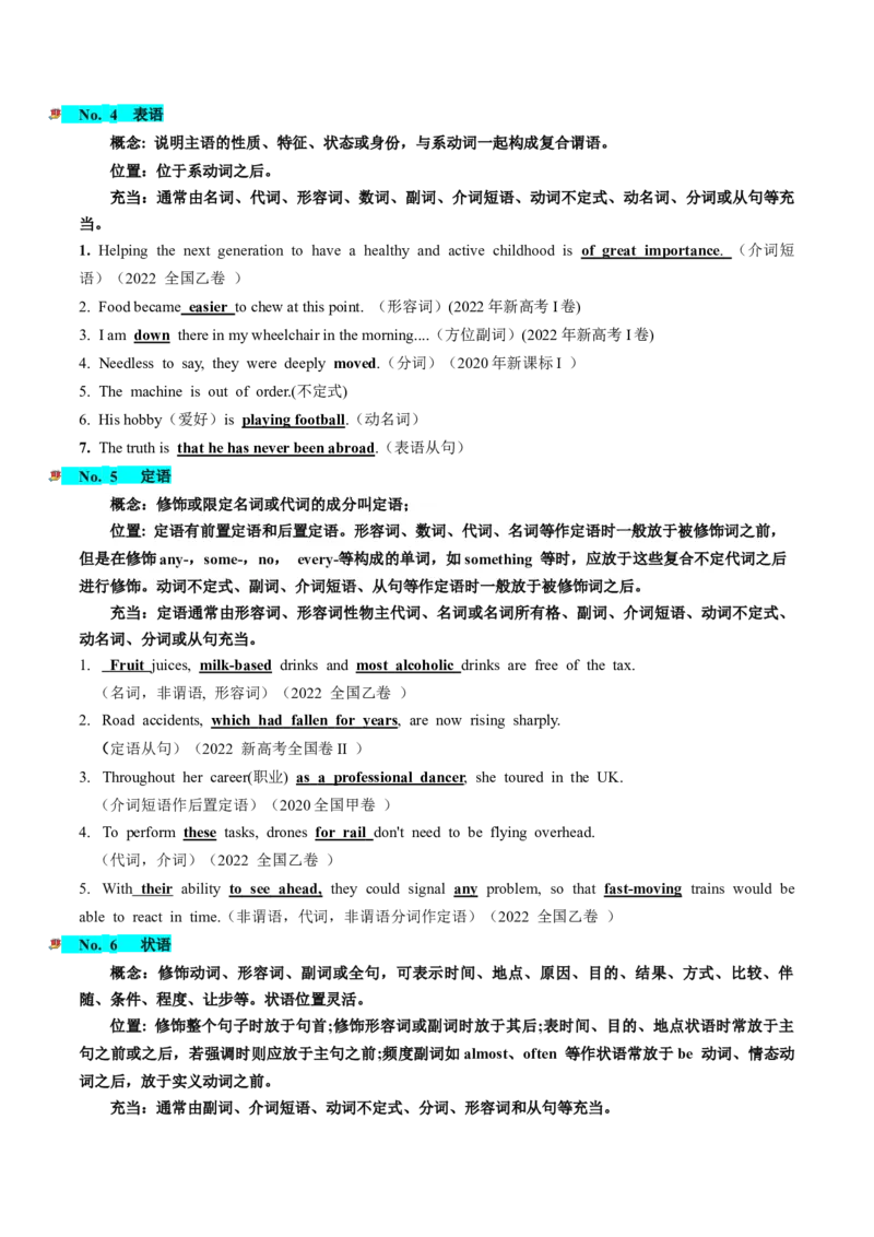 第08讲句子成分+基本句型+句子种类+长难句（讲义）-2024年高考英语一轮复习讲练测（新教材新高考）（解析版）_3.2025英语总复习_2024年新高考资料_1.2024一轮复习_第一-六部分