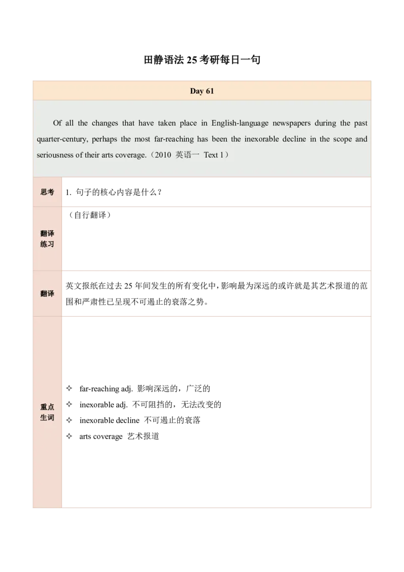 25田静每日一句61-80_考研_英语_02.田静_25田静《每日一句》笔记汇总_25田静《每日一句》1--160