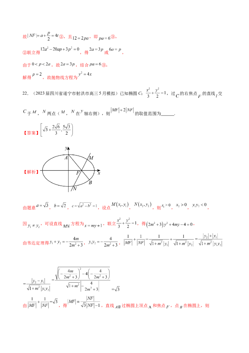 专题22圆锥曲线的几何性质（解析版）_2.2025数学总复习_2024年新高考资料_1.2024一轮复习_2024年高考数学热点难点特色专题分题型强化训练（新高考专用）