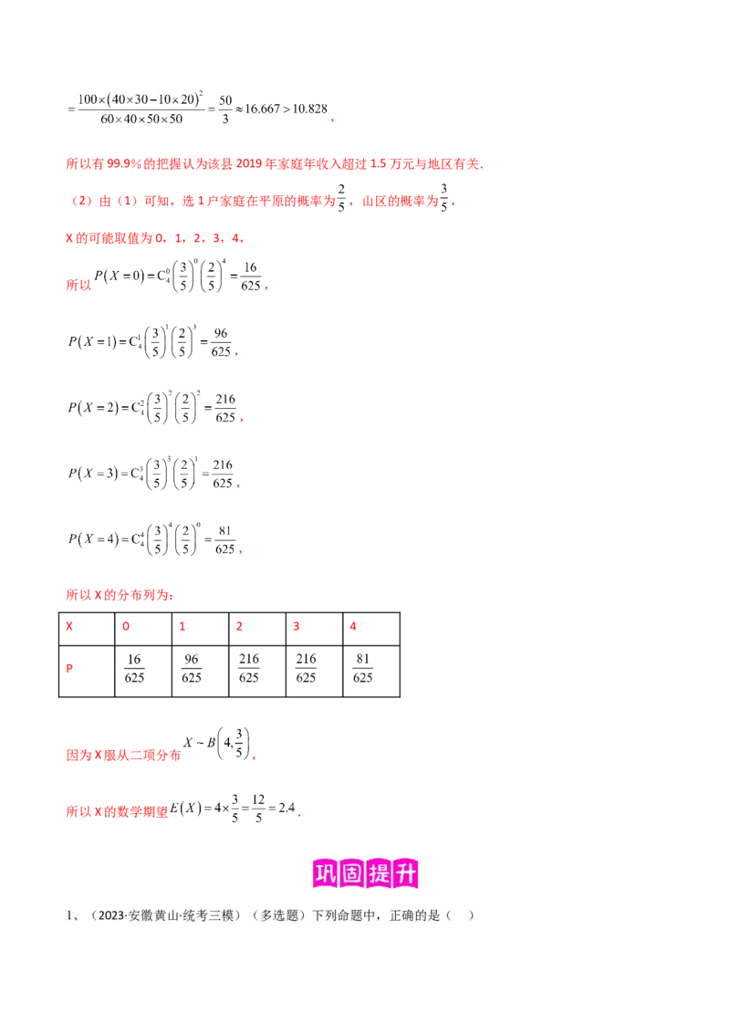 专题24变量间的相关关系、统计案例（解析版）_2.2025数学总复习_2024年新高考资料_2.2024二轮复习_2024年高三数学二轮优化提优专题训练