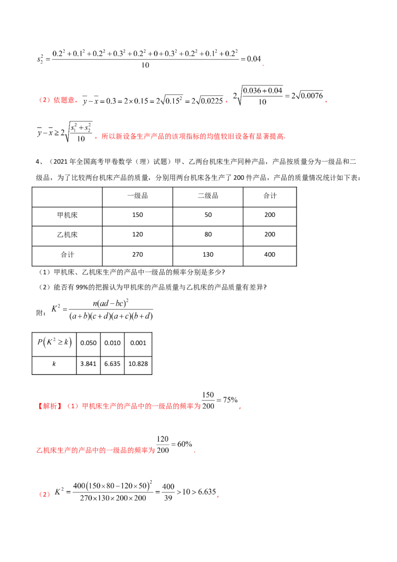 专题24变量间的相关关系、统计案例（解析版）_2.2025数学总复习_2024年新高考资料_2.2024二轮复习_2024年高三数学二轮优化提优专题训练