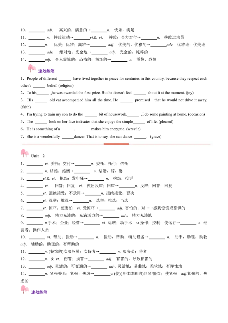 第01讲单词+短语（必修1~必修3）重点易考单词变形+词义辨析（讲义）（原卷版）_3.2025英语总复习_2025年新高考资料_一轮复习_词汇