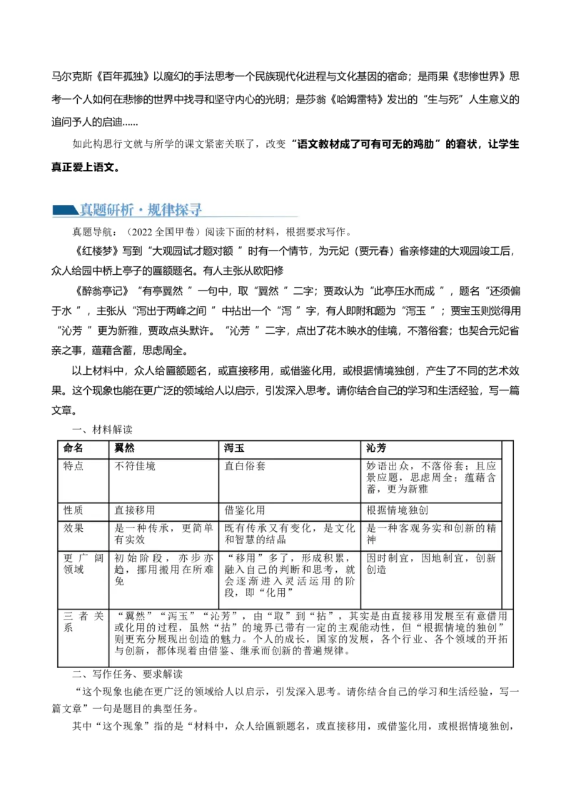 专题29读写结合与教考衔接（讲义）-2024年高考语文二轮复习讲练测（新教材新高考）(1)_1.2025语文总复习_2024年新高考资料_2.2024二轮复习_2024年高考语文二轮复习讲练测（新教材新高考）