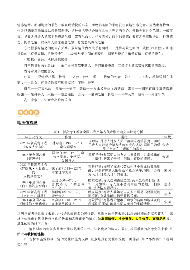 专题23+古代诗歌的情感态度和语言艺术（讲义）-2024年高考语文二轮复习讲练测（新教材新高考）(1)_1.2025语文总复习_2024年新高考资料_2.2024二轮复习