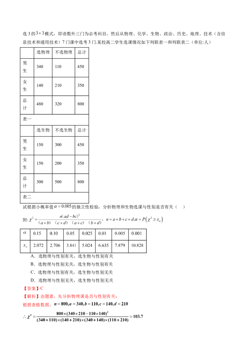 专题20概率与统计常考小题归类（15大核心考点）（讲义）（解析版）_2.2025数学总复习_2024年新高考资料_2.2024二轮复习_2024年高考数学二轮复习讲练（新教材新高考）