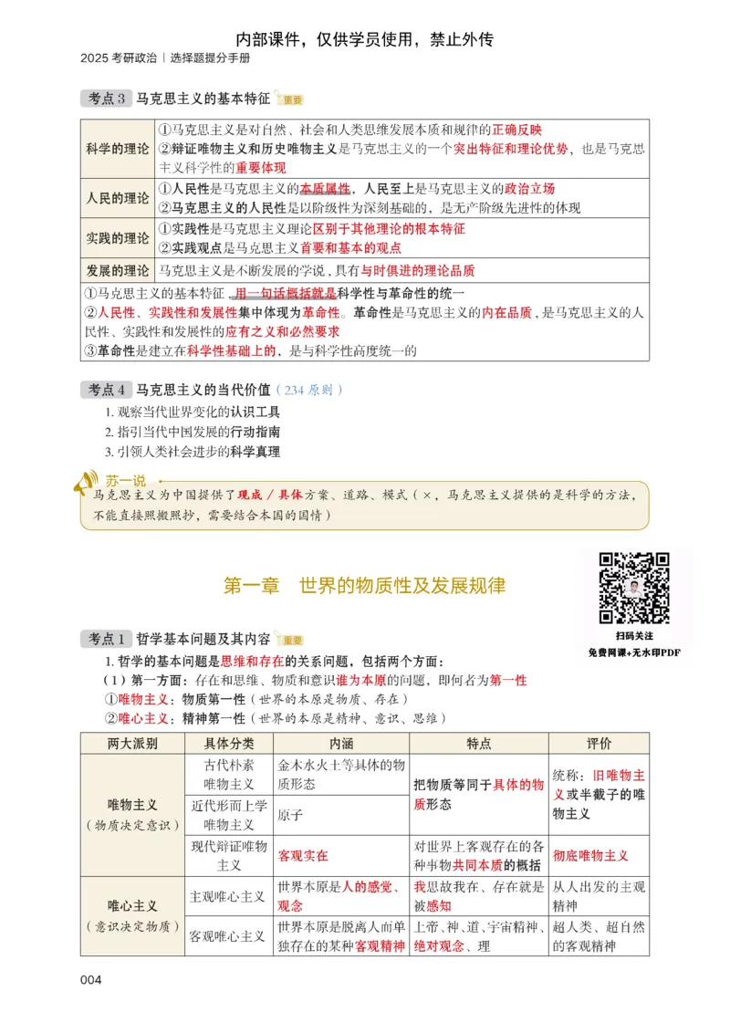 25苏一提分手册：马原第1-4章（上下篇）_考研_政治_04.苏一_25苏一《提分手册》