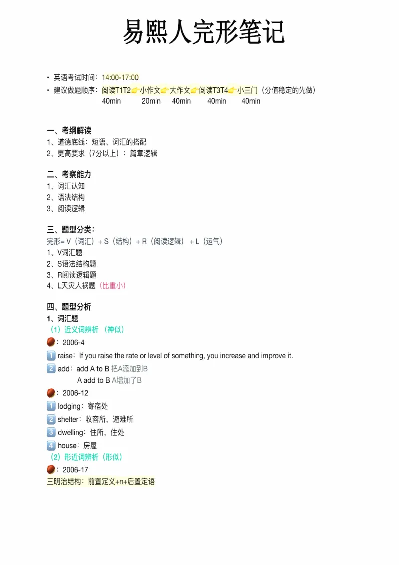 25易熙人《完形填空》笔记_考研_英语_10.易熙人_25易熙人《完形填空》笔记