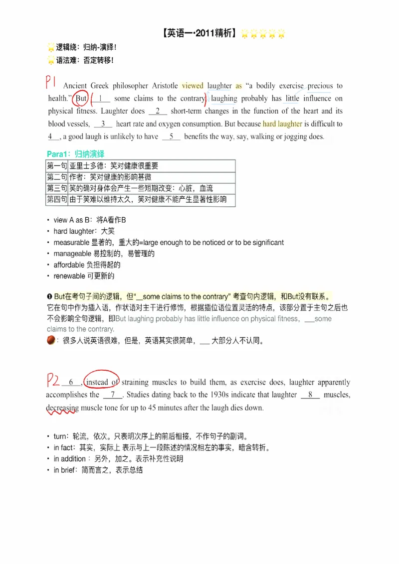 25易熙人《完形填空》笔记_考研_英语_10.易熙人_25易熙人《完形填空》笔记