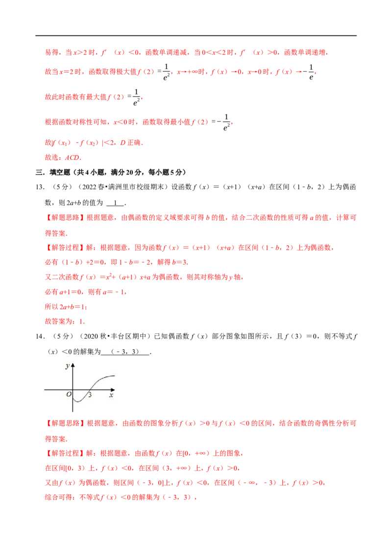 专题2.6函数的奇偶性-重难点题型精练（举一反三）（新高考地区专用）（解析版）_2.2025数学总复习_2023年新高考资料_一轮复习_2023年高考数学一轮复习举一反三（新高考地区专用）
