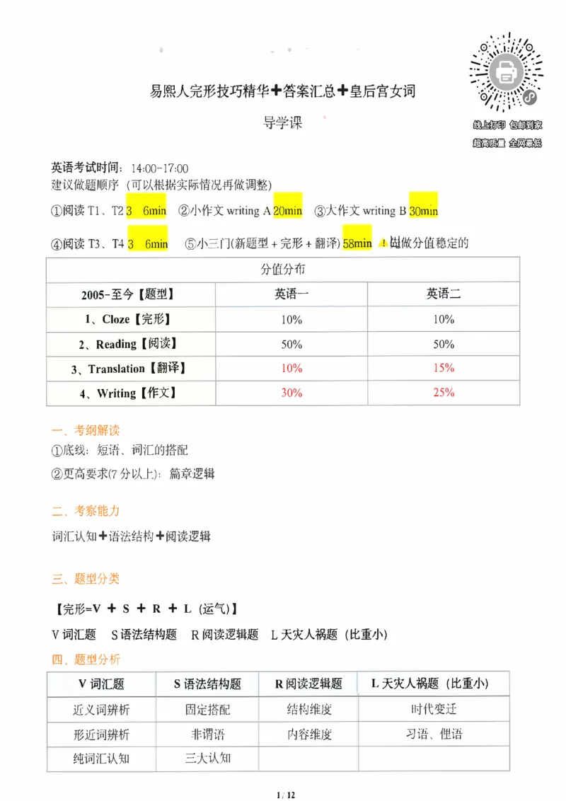 易熙人完形技巧精华➕答案汇总➕皇后宫女词_考研_英语_10.易熙人_25易熙人《完形技巧精华➕答案汇总➕皇后宫女词》