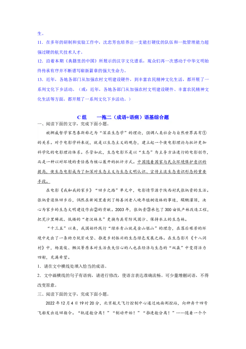 专题25词语的使用和病句修改（练习）-2024年高考语文二轮复习讲练测（新教材新高考）(解析版)(1)_1.2025语文总复习_2024年新高考资料_2.2024二轮复习