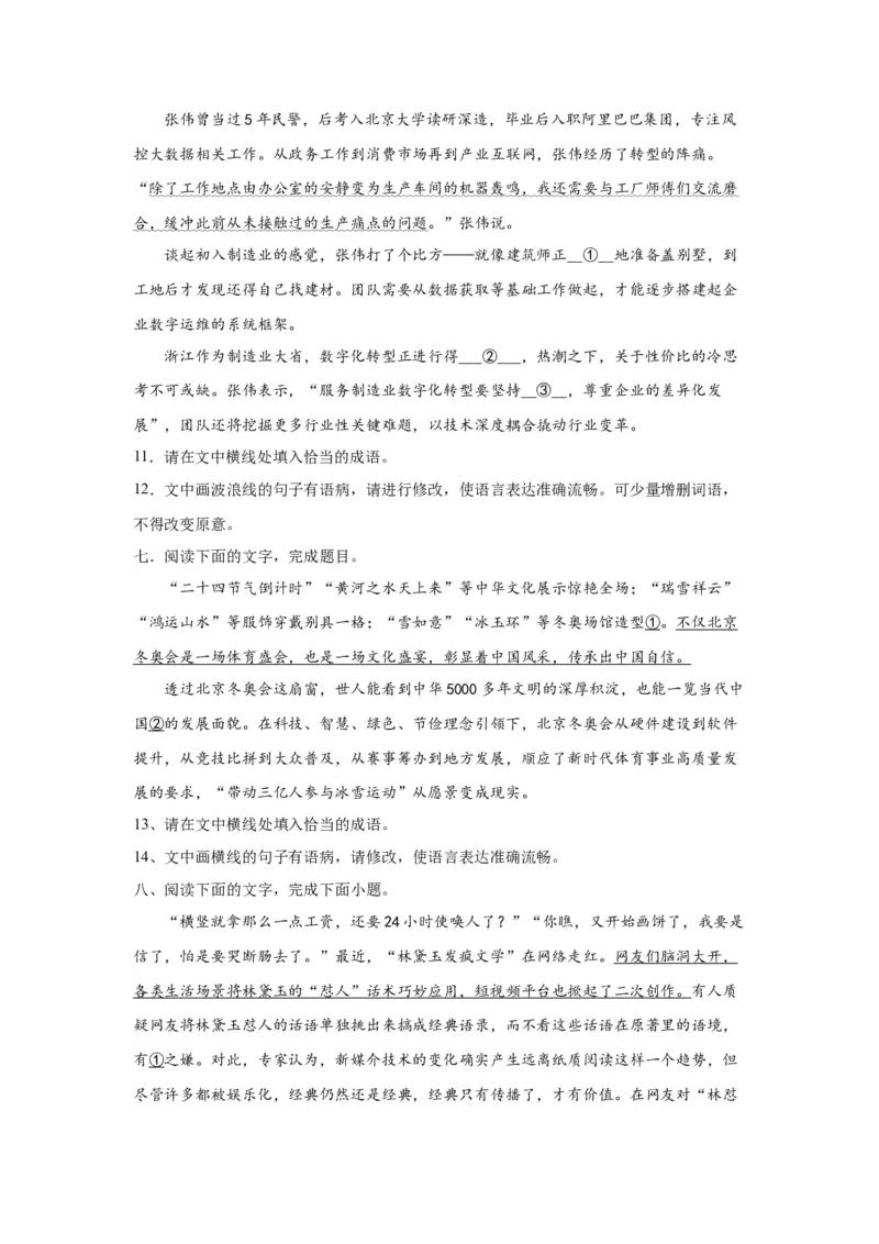 专题25词语的使用和病句修改（练习）-2024年高考语文二轮复习讲练测（新教材新高考）(解析版)(1)_1.2025语文总复习_2024年新高考资料_2.2024二轮复习