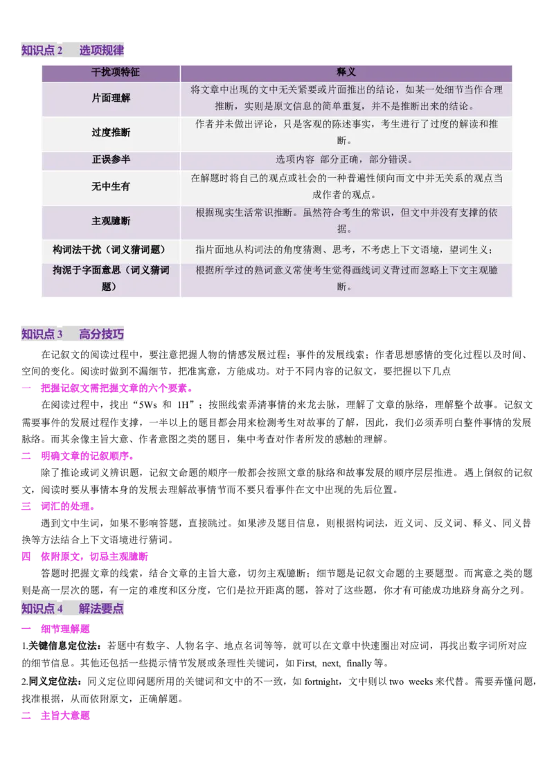 第06讲阅读理解记叙文（讲义）-（解析版）_3.2025英语总复习_2025年新高考资料_一轮复习_2025年高考英语一轮复习讲练测（新教材新高考，含2024年高考真题）_阅读