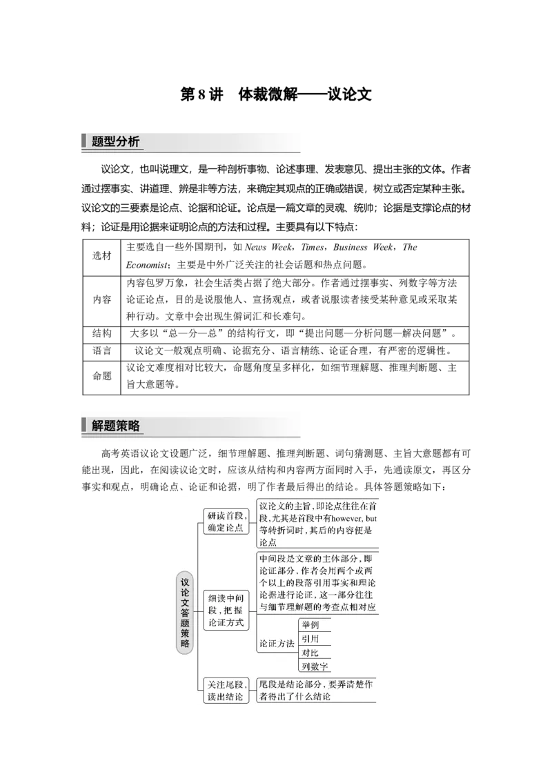 第1部分　专题1　第8讲　体裁微解&mdash;&mdash;议论文_3.2025英语总复习_赠品通用版（老高考）复习资料_二轮复习_2023年高考英语二轮复习讲义+课件（全国版）_学生版