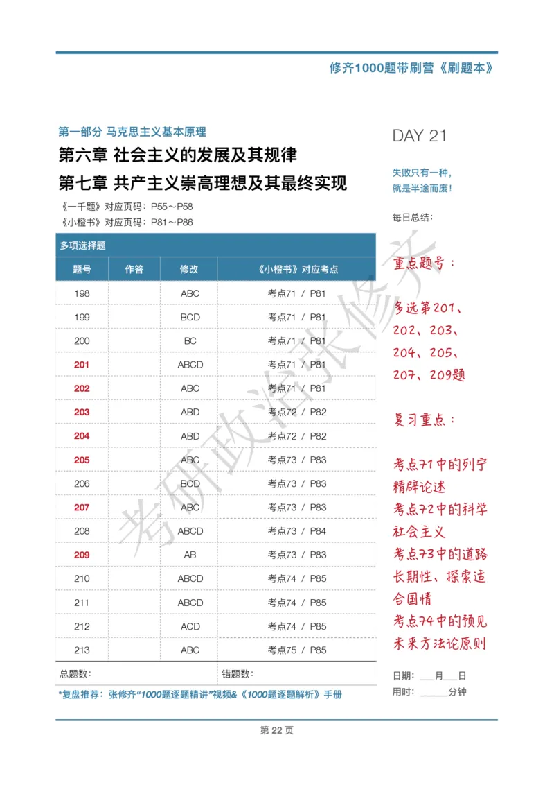 DAY21修齐1000题刷题本答案版免费分享_考研_16.2026考研政治清北成硕_00.电子讲义_张修齐肖1000带刷