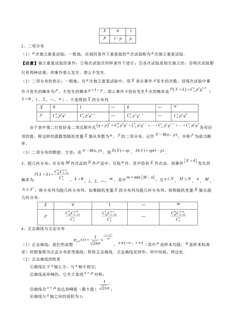 专题20概率、随机变量与分布列（解析版）_2.2025数学总复习_2024年新高考资料_1.2024一轮复习_2024年高考数学一轮复习知识清单（新高考专用）