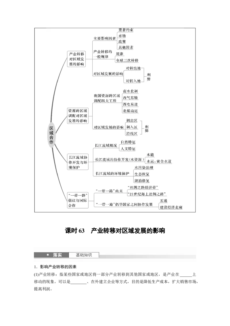第三部分第三章课时63　产业转移对区域发展的影响_9.2025地理总复习_2025年新高考资料_一轮复习_2025高考大一轮复习讲义+练习（完结）_2025高考大一轮复习地理（湘教版）_大一轮复习讲义