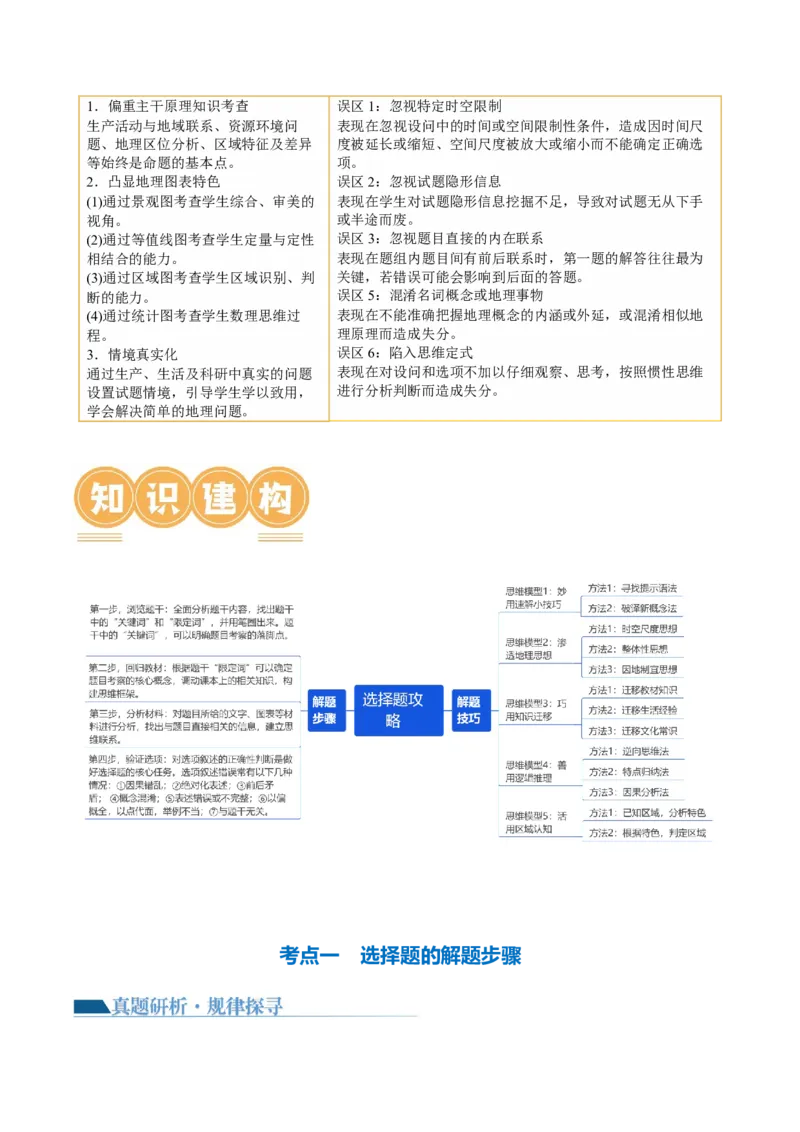 专题1选择题攻略（讲义）（解析版）_9.2025地理总复习_2024年新高考资料_2.2024二轮复习_2024年高考地理二轮复习讲练测（新教材新高考）_攻略