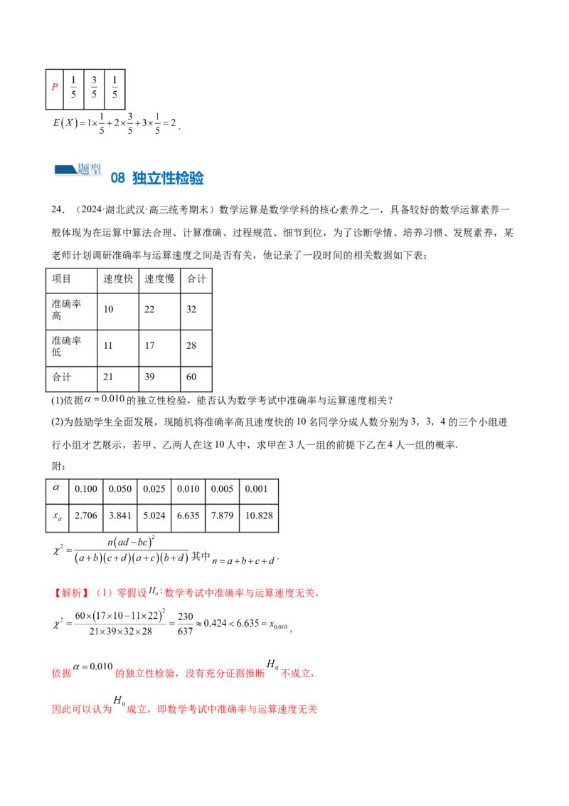 专题21概率与统计的综合运用（13大题型）（练习）（解析版）_2.2025数学总复习_2024年新高考资料_2.2024二轮复习_2024年高考数学二轮复习讲练（新教材新高考）