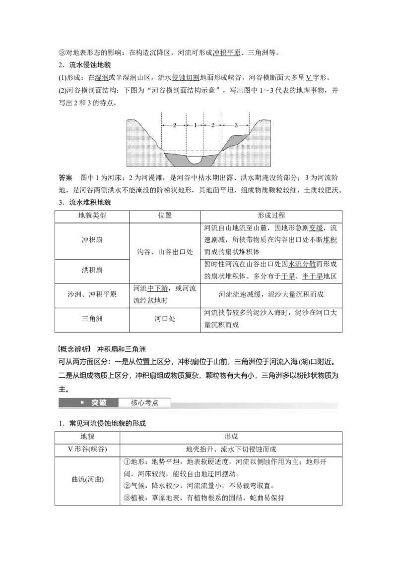 第一部分第三章第2讲课时17　流水作用与地表形态_9.2025地理总复习_2025年新高考资料_一轮复习_2025高考大一轮复习讲义+练习（完结）_2025高考大一轮复习地理（湘教版）