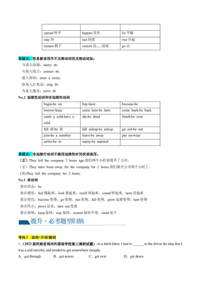 第06讲动词和动词短语（讲义）-2024年高考英语一轮复习讲练测（新教材新高考）（解析版）_3.2025英语总复习_2024年新高考资料_1.2024一轮复习_第一-六部分