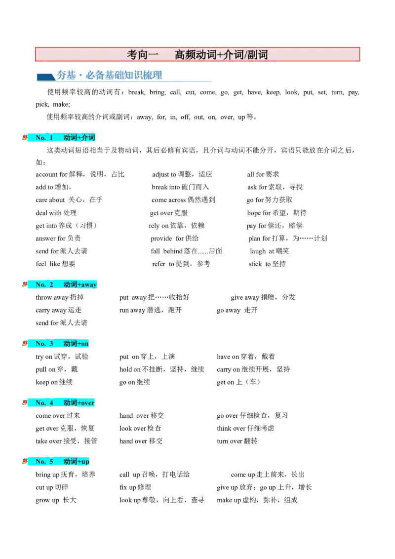 第06讲动词和动词短语（讲义）-2024年高考英语一轮复习讲练测（新教材新高考）（解析版）_3.2025英语总复习_2024年新高考资料_1.2024一轮复习_第一-六部分