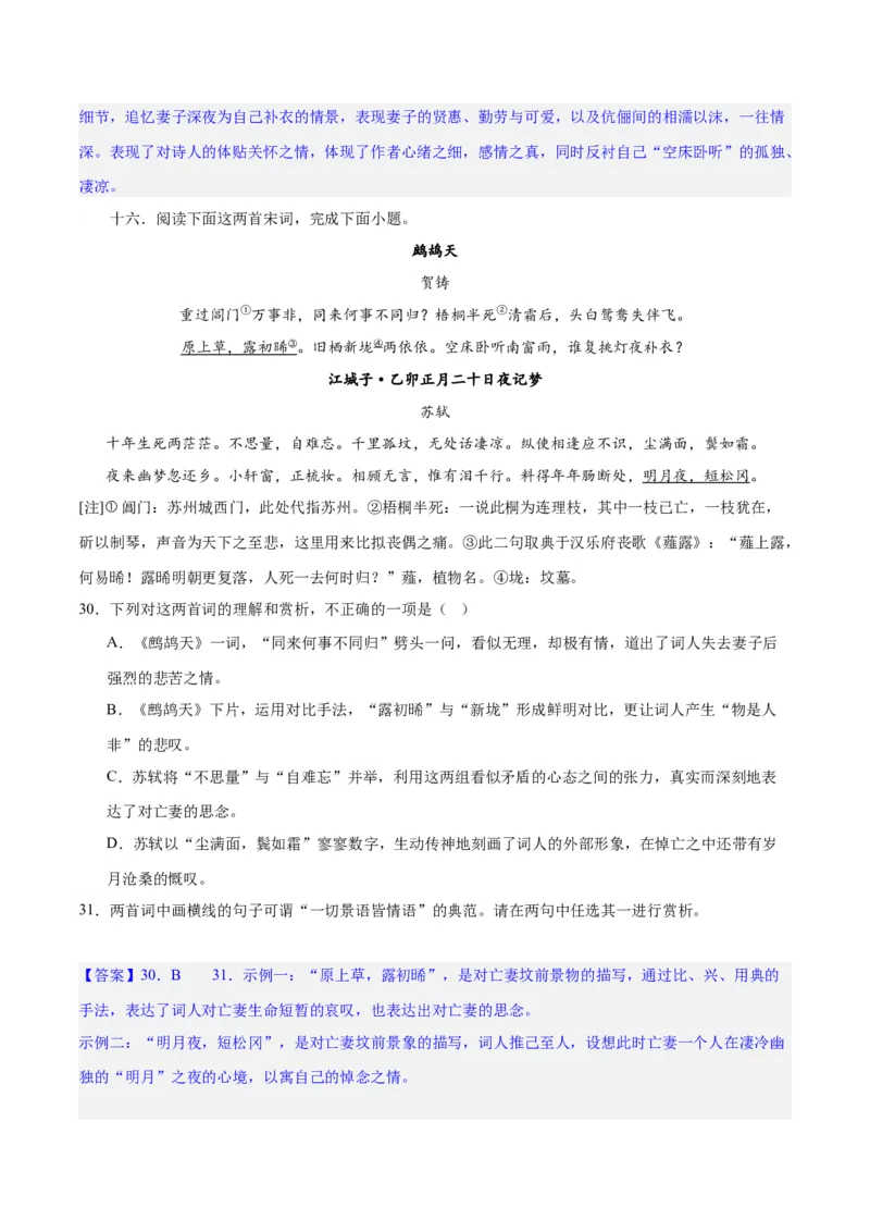 专题21读懂古代诗歌，鉴赏诗歌形象（练习）(解析版)-2024年高考语文二轮复习讲练测（新教材新高考）(1)_1.2025语文总复习_2024年新高考资料_2.2024二轮复习