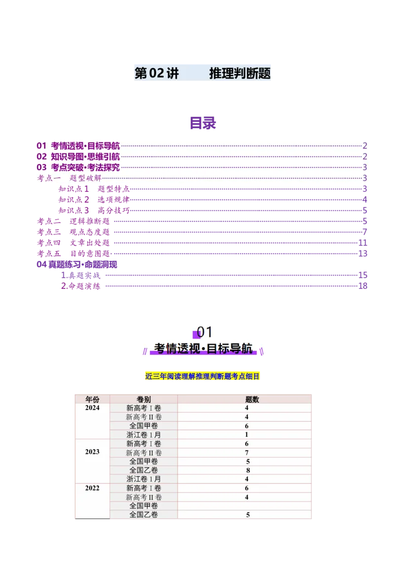 第02讲推理判断题（讲义）-（解析版）_3.2025英语总复习_2025年新高考资料_一轮复习_2025年高考英语一轮复习讲练测（新教材新高考，含2024年高考真题）_阅读