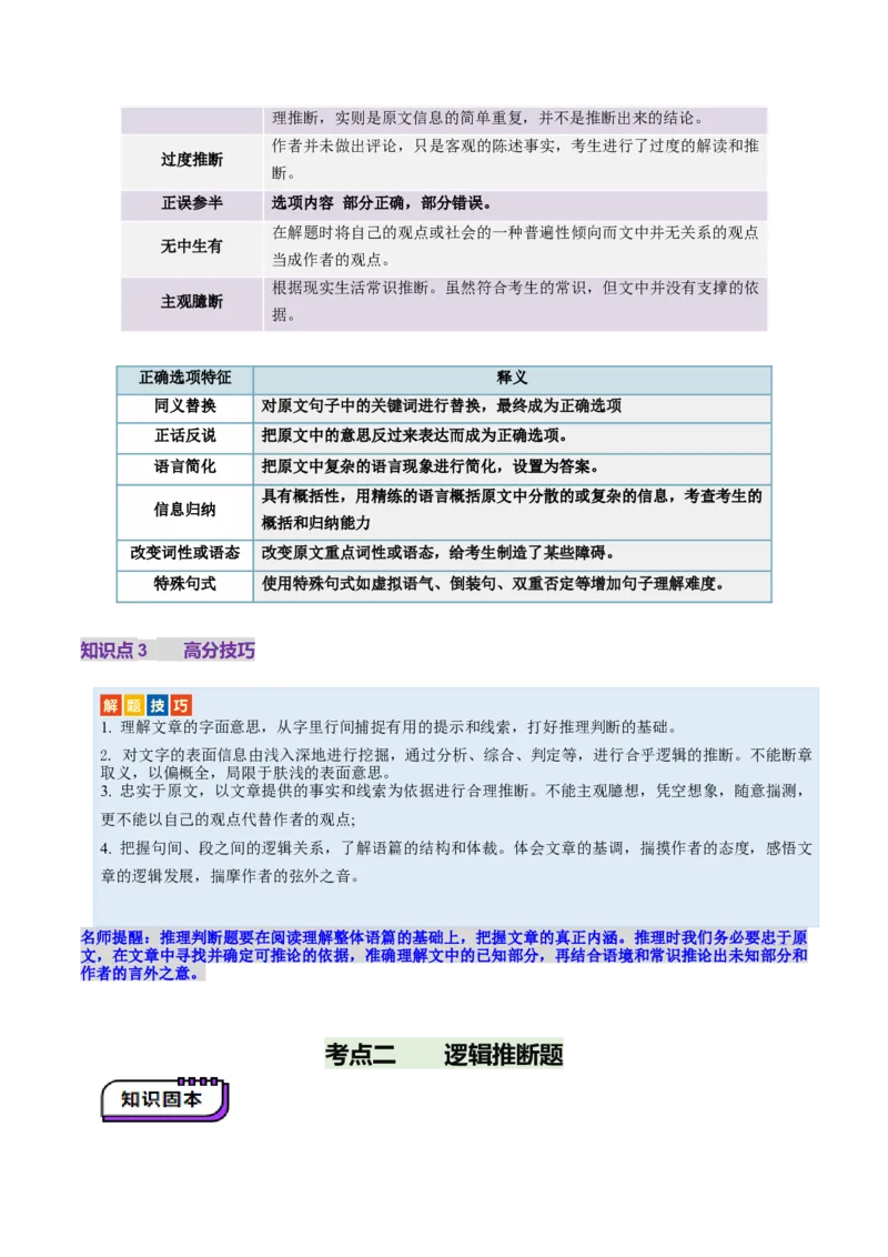 第02讲推理判断题（讲义）-（解析版）_3.2025英语总复习_2025年新高考资料_一轮复习_2025年高考英语一轮复习讲练测（新教材新高考，含2024年高考真题）_阅读