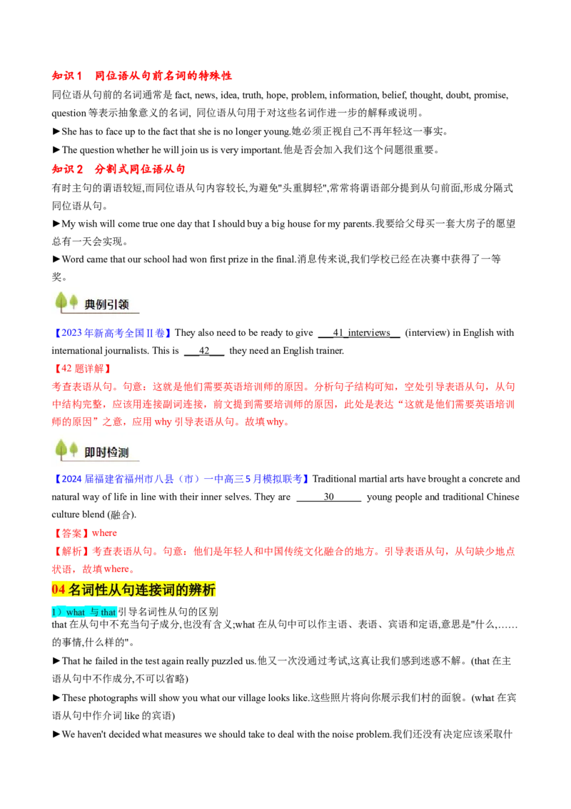 考点18名词性从句（核心考点精讲精练）-备战2025年高考英语一轮复习考点帮（新高考通用）（解析版）_3.2025英语总复习_2025年新高考资料_一轮复习_备战2025年高考英语一轮复习考点帮