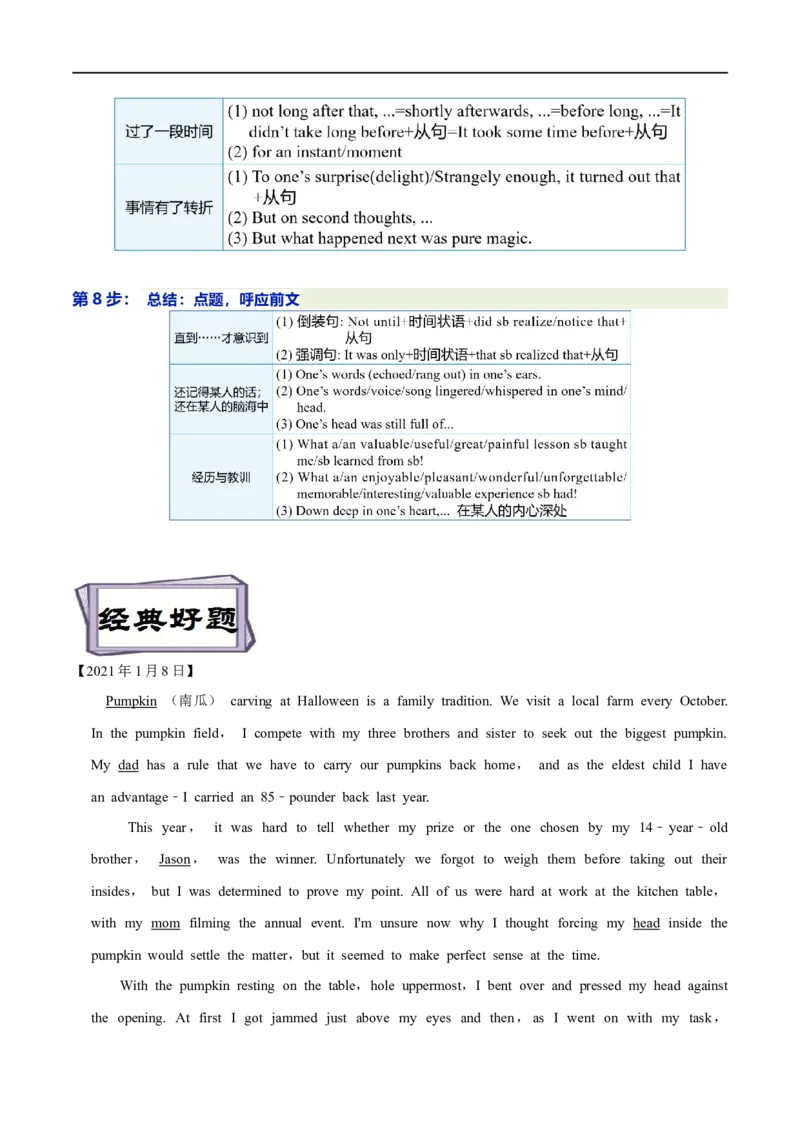 考点53-书面表达读后续写解题技巧之八步成文法（重难题型）（解析版）-备战2023年高考英语一轮复习考点帮（全国通用）_3.2025英语总复习_赠品通用版（老高考）复习资料_一轮复习