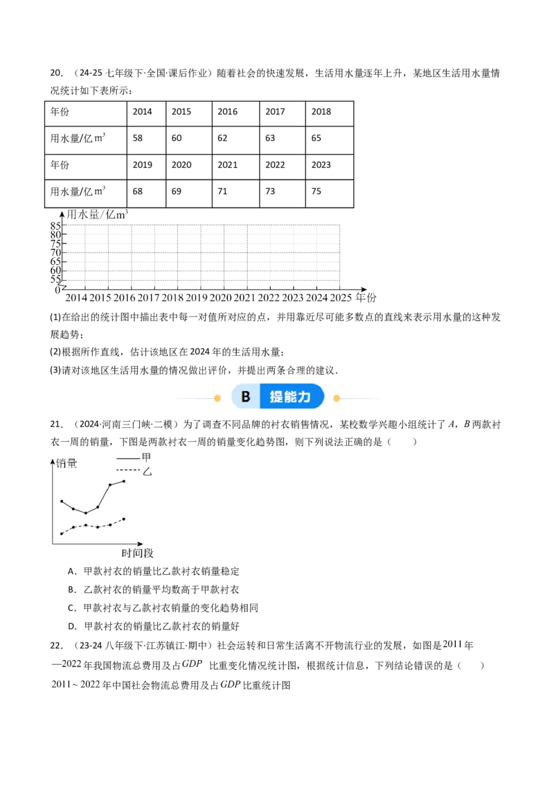 12.2.3趋势图（分层培优40题）（学生版）_初中数学_七年级数学下册（人教版）_大单元教学课件+教学设计-U42