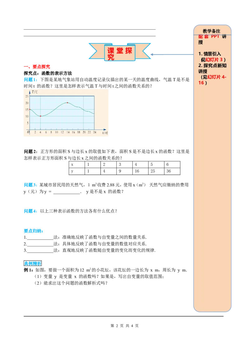 19.1.2第2课时函数的表示法_初中数学_八年级数学下册（人教版）_课件PPT选择3_2.精品导学案